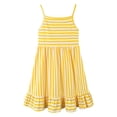 thumbnail image 2 of HILEELANG Little Girls Sleeveless Crew Neck Yellow Strip Dress Easter Summer Cotton Swing Sundress 6Years, 2 of 5