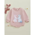 thumbnail image 4 of Infant Baby Boy Girl Easter Outfits Rabbit Embroidery Bubble Romper Long Sleeve Sweatshirt 1 3 6 9 12 Months Cute Spring Clothes, 4 of 8