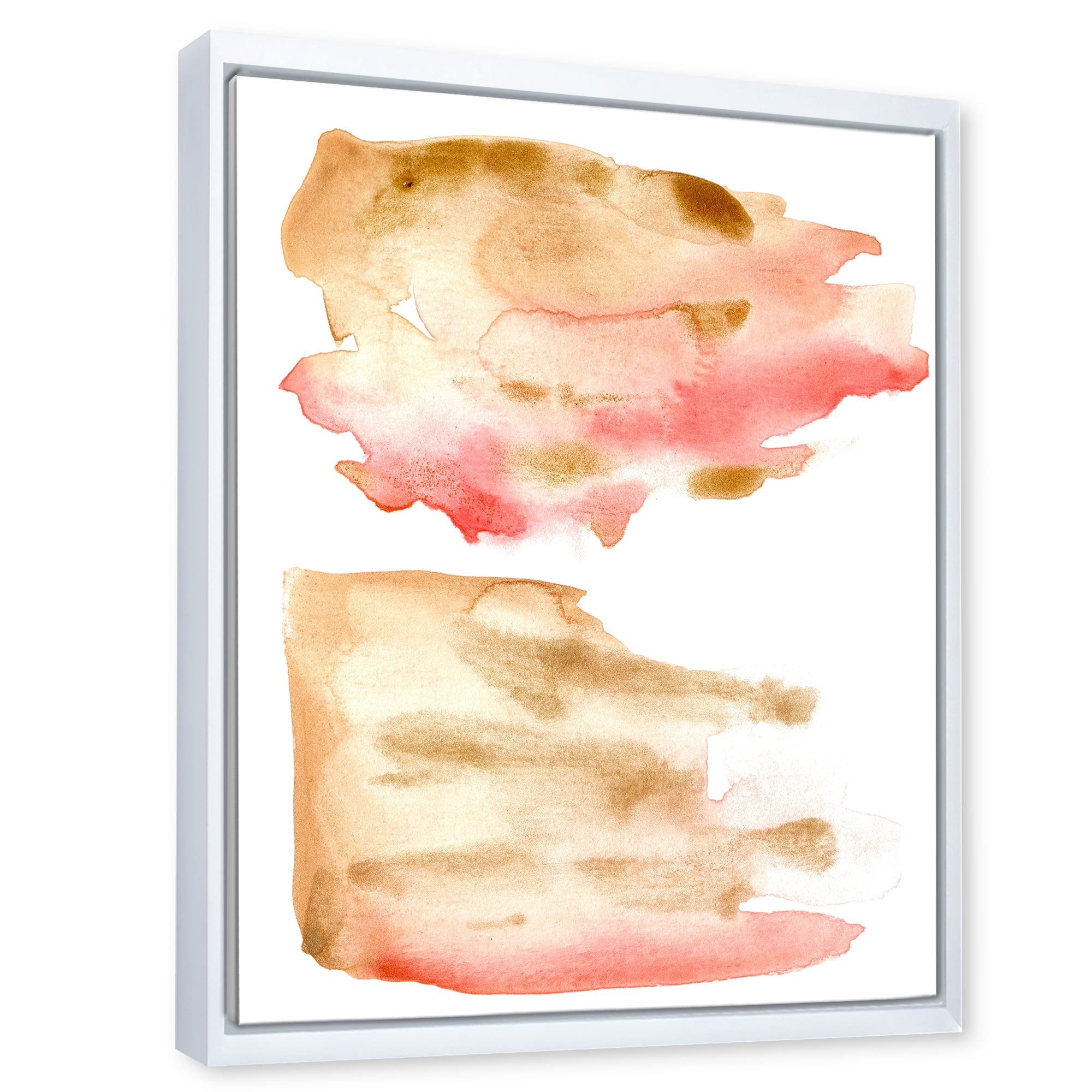 Designart 'Red Pink Gold and Beige Abstract Clouds' Modern Framed Canvas Wall Art Print