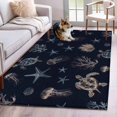 thumbnail image 2 of Navy Blue Coastal Area Rug 3x5 FT, Non Slip Entryway Bedside Carpet, Nautical Summer Beach Sea Turtle Starfish Washable Soft Floor Carpet Indoor Mat Throw Rug for Dorm Kitchen Home Office, 2 of 9