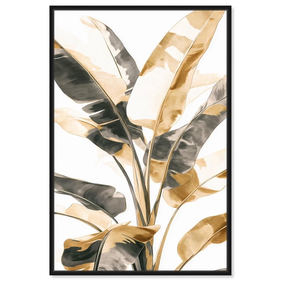 Art Remedy Elegant Flower Art Canvas, 10" x 15", Black Frame, Lustrous Leaf I