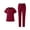 26# Red, variant on Women's Solid Stretch Medical Uniform Scrub Set V Neck Top Cargo Straight Leg Jogger Pants Royal Blue S