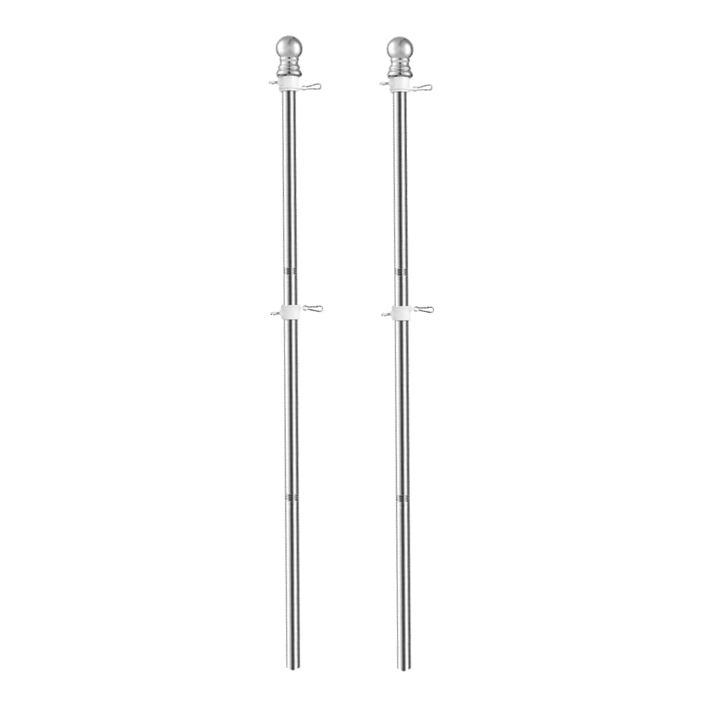 LABSERRON Flagpoles Residential Extendable Stainless Steel 2Pcs