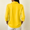 thumbnail image 4 of Polo Shirts for Women 3/4 Sleeve Dressy Button Front Collared Loose Fit Golf Daily Shirts Yellow S, 4 of 9