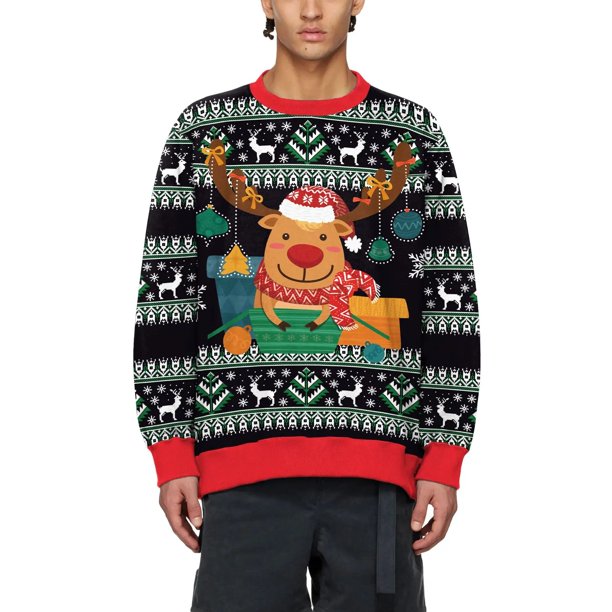 Sudadera de gran tamaño para hombre, jerséis de Navidad, ropa de calle Unisex, chándal de dibujos animados, ropa Vintage de cuello redondo, otoño