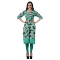 thumbnail image 3 of Moomaya Robes Indiennes pour Femmes Décontractées Été Imprimé Manches 3/4 Longue Kurta, 3 of 6