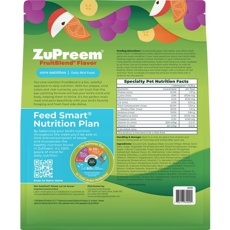 Zupreem Fruitblend Parakeet & Budgie Pellet Food, 2 Lb photo 2