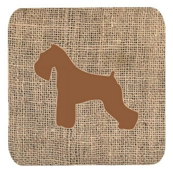 Schnauzer Burlap and Brown Foam Coasters, Set - 4