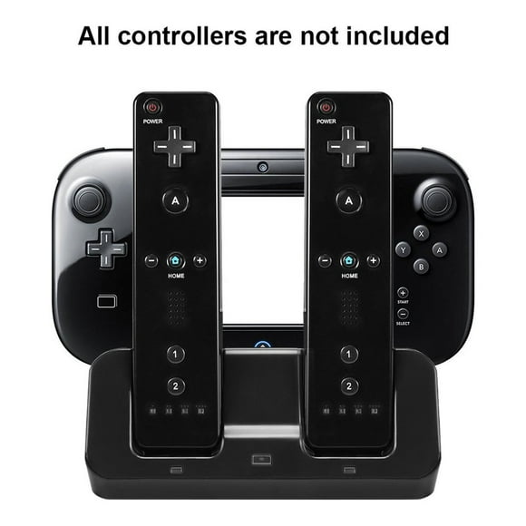 KA 3 in 1For Wii U Charging Station for Wii U Controller Wii Charging Station with 2 for Wii Batteries Battery Black