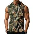 thumbnail image 2 of Men’s Athletic Sleeveless Hoodie with Drawstring Hood and Front Pocket Casual Loose Fit Camouflage Patterned Vest Top, 2 of 7