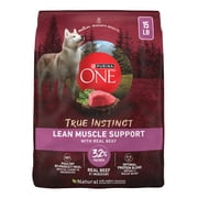 Purina One True Instinct Lean Muscle Support With Real Beef Natural With Added Vitamins, Minerals and Nutrients High Protein Dog Food, 15 lb Bag