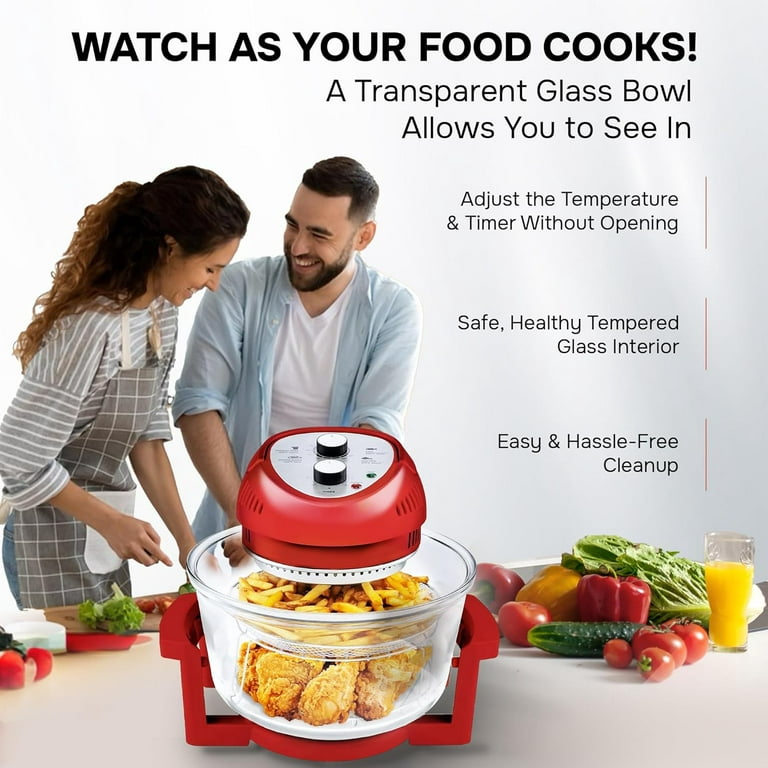 16Qt Large Air Fryer Oven – Large Halogen Oven Cooker with 50+ Air Fryers  Recipe Book for Quick + Easy Meals for Entire Family, AirFryer Oven Makes