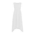 thumbnail image 7 of Wycnly Summer Dresses for Women Womens Summer Dresses Loose Irregular Pleated Hem Beach Tank Knee-Length Dress Women Trendy Solid Crewneck Sleeveless Midi Sundress, 7 of 7