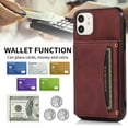 thumbnail image 5 of Dteck Case for Apple iPhone 11 6.1-inch,Shockproof Rubber Case Card Holder Wallet Hybrid Leather Kickstand Protector Cover for iPhone 11,Winered, 5 of 6