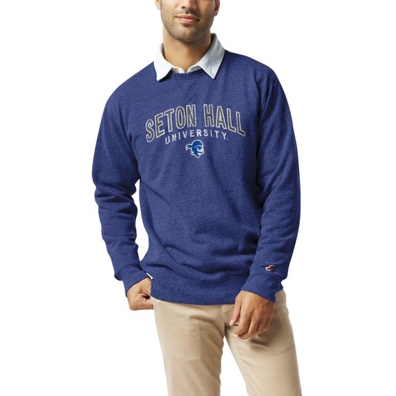 Men's League Collegiate Wear Heather Royal Seton Hall Pirates Heritage Tri-Blend Pullover Sweatshirt