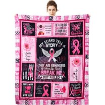 Breast Cancer Gifts Breast Cancer Blanket Throw Blanket Breast Cancer Gifts for Women Super Soft & Warm Get Well Gift for Women Survivor Gifts Flannel Soft Bed Blanket 50x60 inches