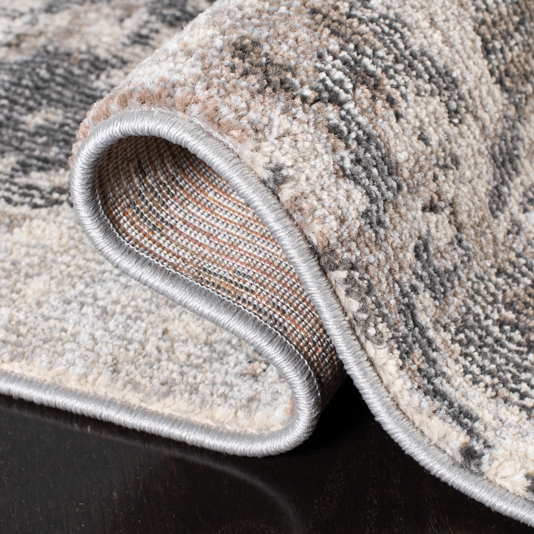 SAFAVIEH Madison Candelario Abstract Polka Dots Runner Rug, Grey/Beige, 2' x 8'