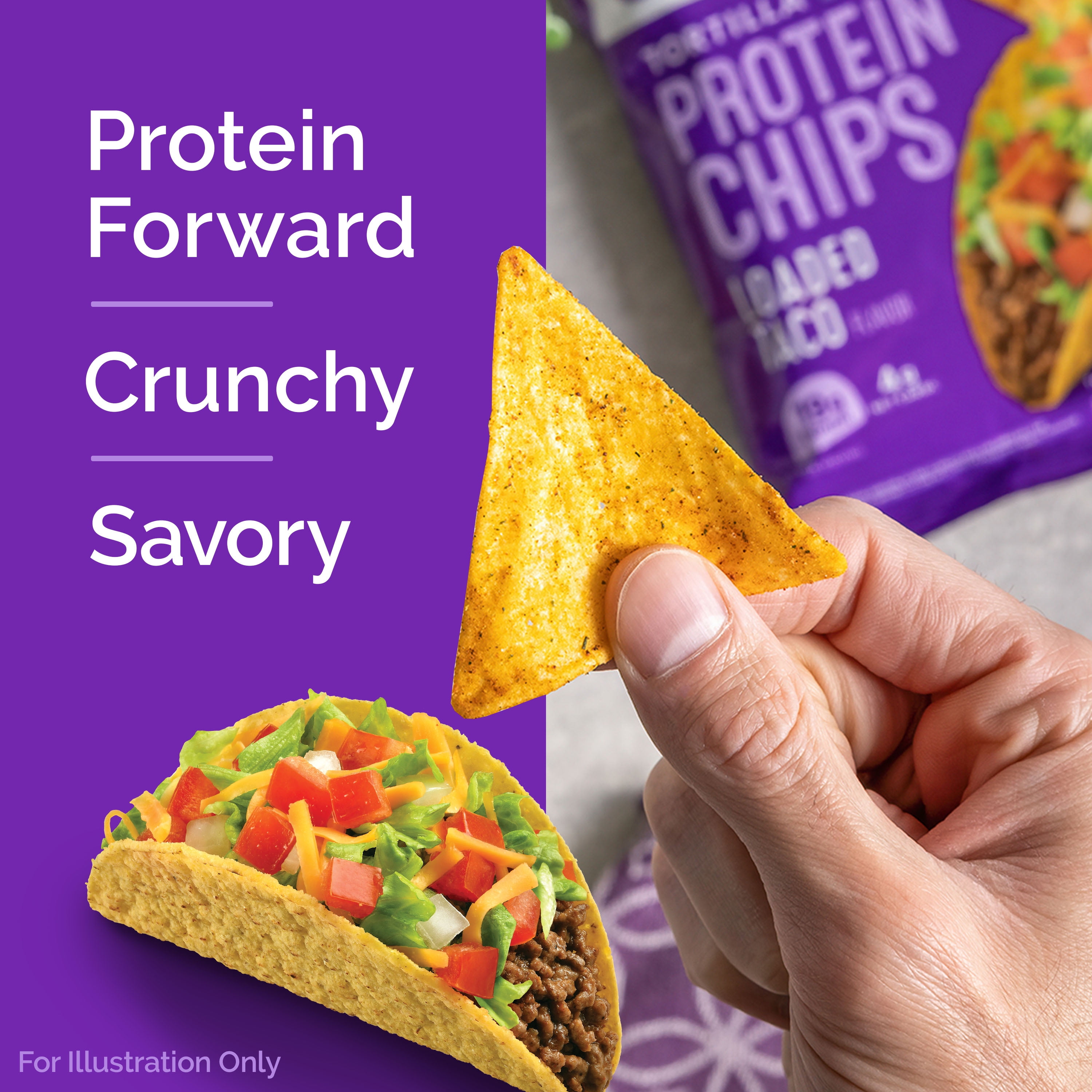 Quest Tortilla Style Protein Chips, Loaded Taco Flavor, Gluten Free, Baked, 1.1oz Bags, 12 Count
