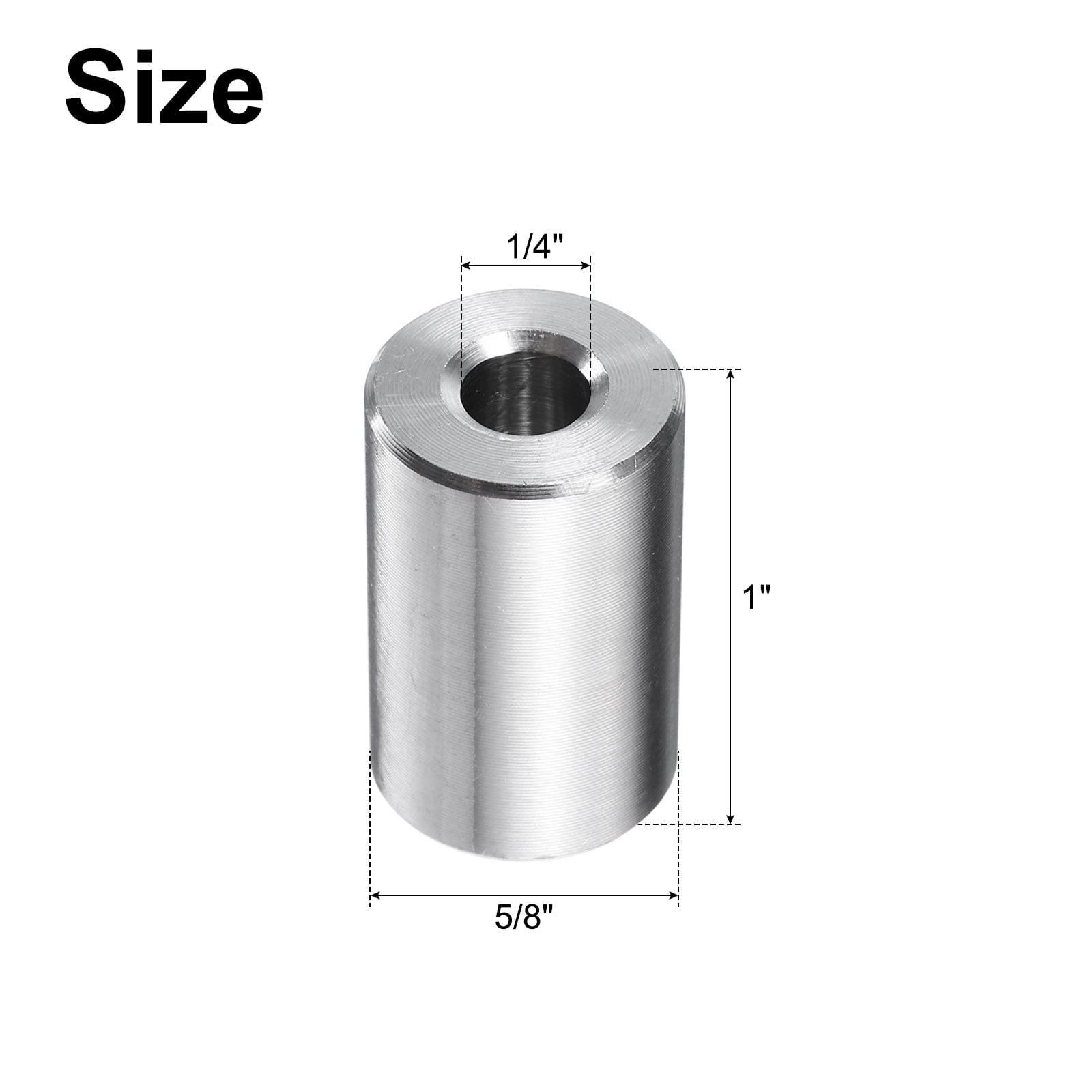 10 Packs Stainless Steel Spacer 1/4" Bore x 5/8" OD x 1" Length