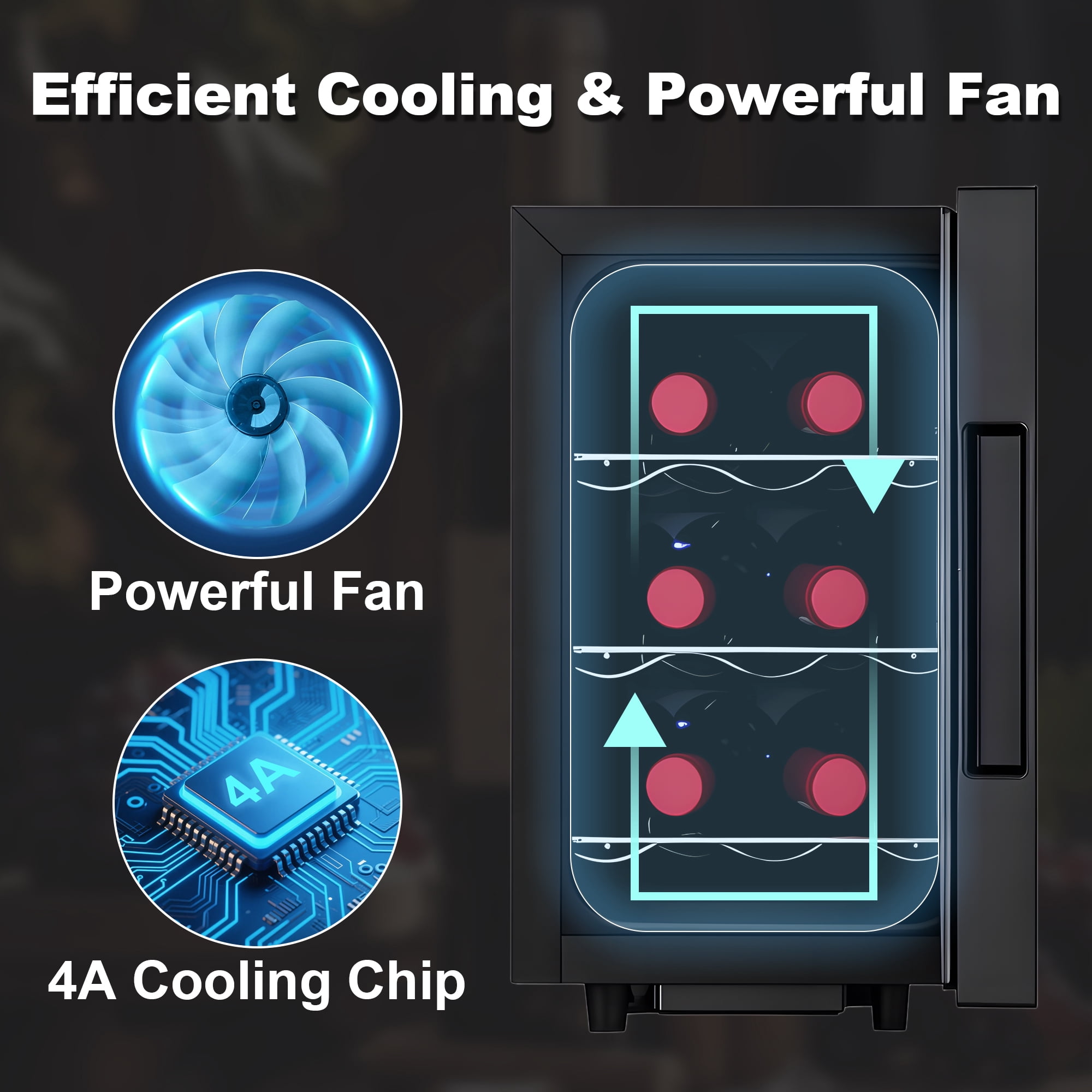 IceBlue Portable 6-Bottle Wine Cooler,  Digital Temperature Control(10-18°C) ,LED Screen, Drink refrigerator,, Car and Home Use