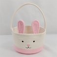thumbnail image 3 of SUNSIOM Easter Bunny Basket Cute Contrast Color Rope Easter Bucket Tote with Long Handle for Home Party School, 3 of 9