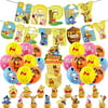 Winnie the Pooh Party Supplies, 45 Pcs Winnie Birthday Party Decoration Include Happy Birthday Banner, Latex Balloons and Cake Cupcake Toppers Winnie the Pooh Baby Shower Decorations for Kids