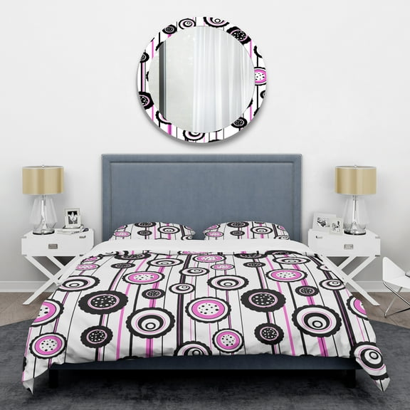 Designart 'Circular Retro Pattern I' Mid-Century Modern Duvet Cover Set