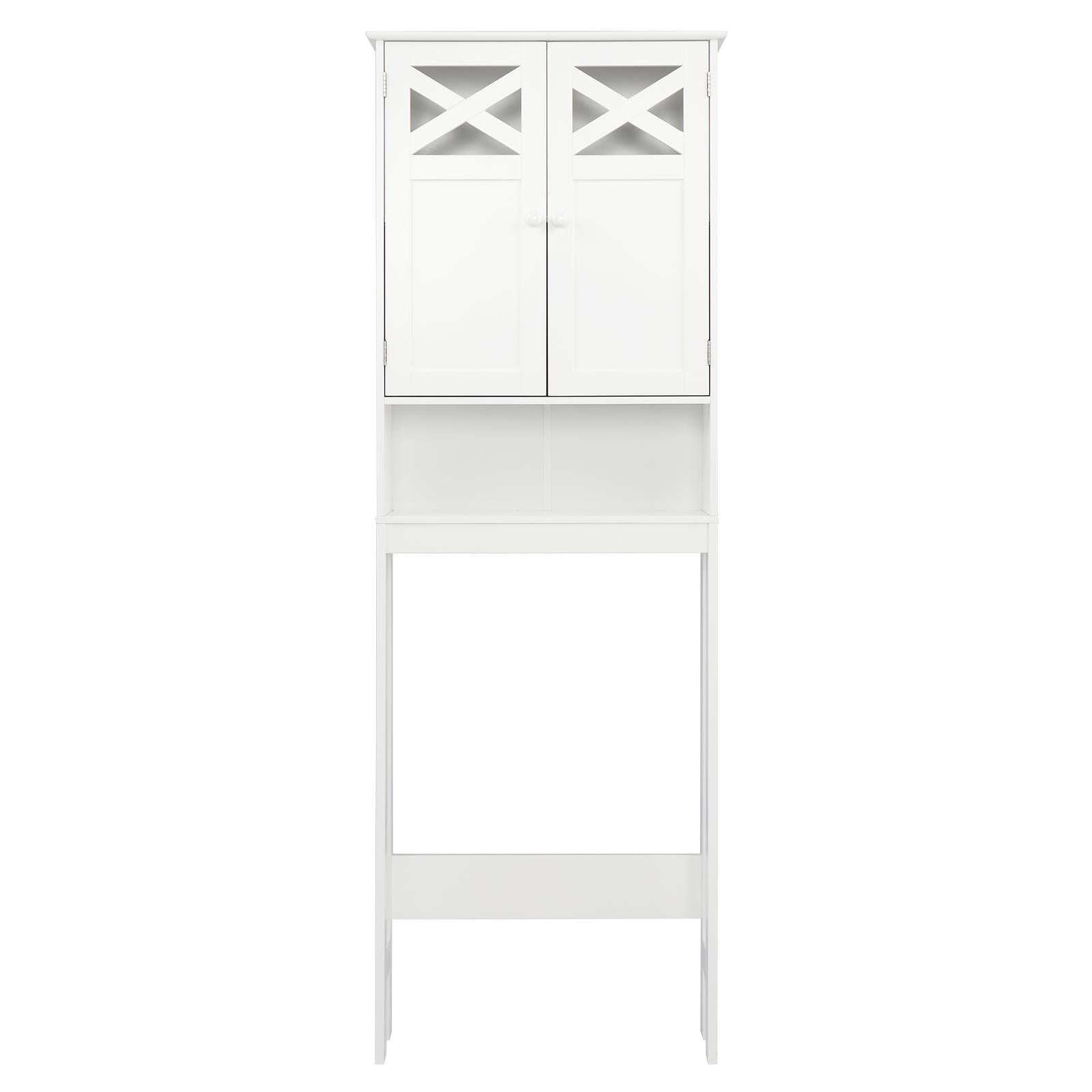 Ktaxon Over the Toilet Storage, Bathroom Storage Cabinet Organizer  with Adjustable Shelf Double Doors, White