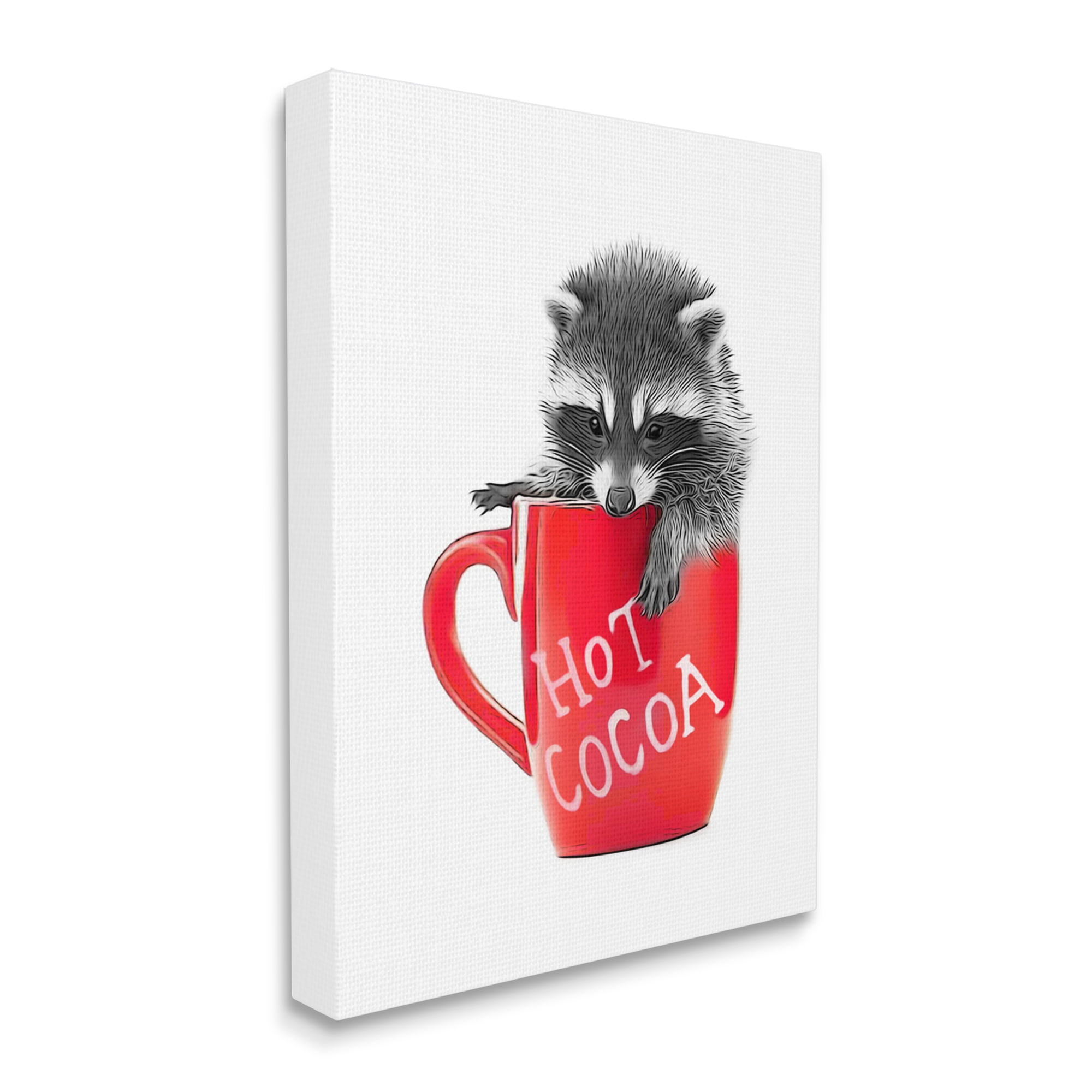 Stupell Industries Raccoon in Cocoa Mug Animals & Insects Painting Gallery Wrapped Canvas Art Print Wall Art, 16 x 20