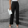 thumbnail image 2 of WTOBBY Women's Autumn Ready Straight Leg Dress Pants in Nine Point Harlan Style for Business Casual Office Wear, Weekend Events and Seasonally Appropriate Smart Style,Black L, 2 of 5