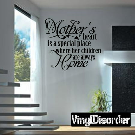 Her Special Place - A mothers heart is a special place where her children are always home Mother's Day Holiday Vinyl Wall Decal Mural Quotes Words F032 36 Inches