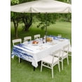 thumbnail image 4 of Outdoor Tablecloth with Umbrella Hole for Patio/Picnic/Party/Camping, Navy Blue Waterproof Table Cloth Rectangle Table Cover Washable, Summer Botanical Leaves Watercolor (60"x 84"), 4 of 8