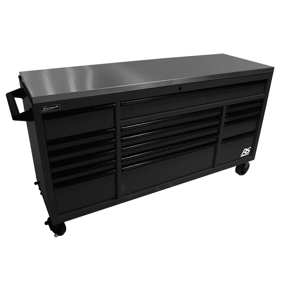Homak Manufacturing 72 Inch RS Pro Roller Cabinet Stainless Steel Top - Midnight Black