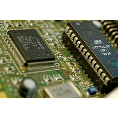 laminated poster macro chip board component electronics poster print