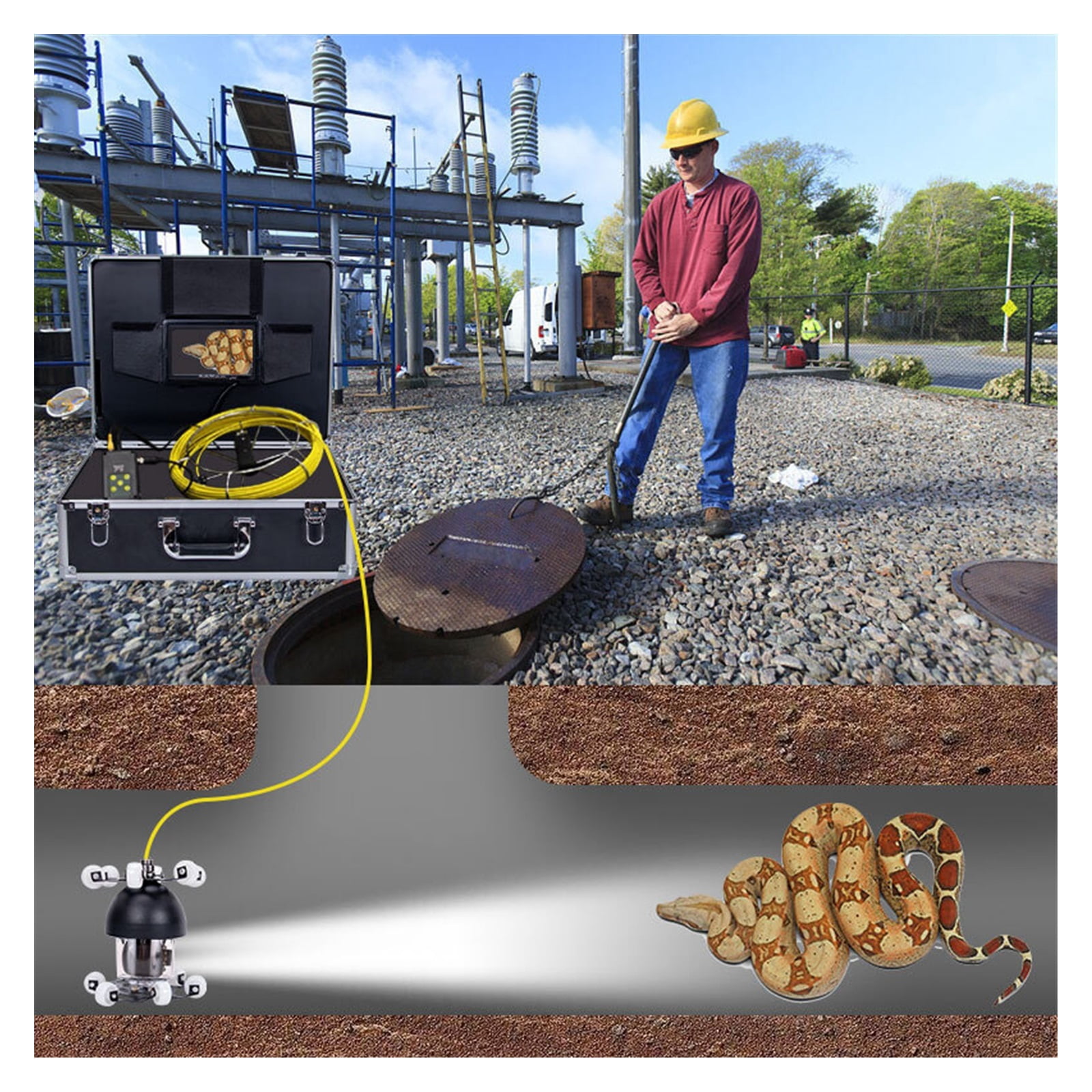 50m Cable Sewer Drain Pipe Inspection Camera System With DVR 360 Degree Rotation Waterproof Industrial Pipeline Endoscope ,Stunning Clarity