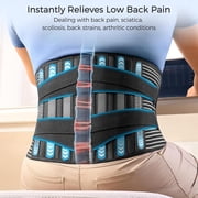 Back Braces Support Belt for Lower Back Pain Relief with 6 Stays, Breathable Back Support Belt for Men/Women for work , Anti-skid lumbar support belt with 16-hole Mesh for sciatica(L)