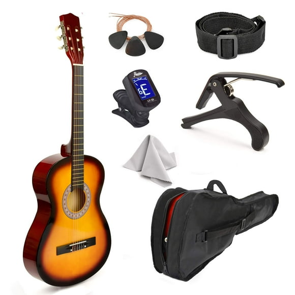 30" Wood Guitar with Case and Accessories for Kids/Girls/Boys/Beginners (Sunburst)