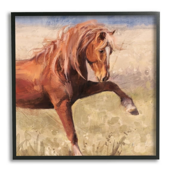 Stupell Industries Modern Red Stallion Animals & Insects Painting Black Framed Art Print Wall Art, 12 x 12