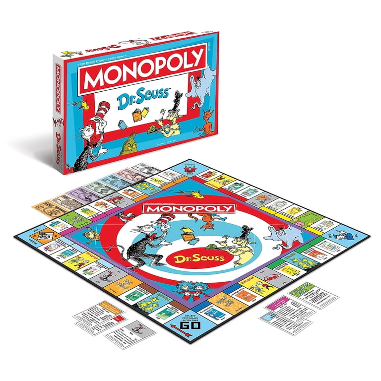 USAopoly, Monopoly Board Game, Dr. Seuss Edition with 6 Custom