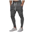 thumbnail image 2 of Njoeus Cropped Pants Casual Summer Men's Casual Fashion Multi Pocket Solid Color Trend Drawstring Sports Pants Mens Sweatpants On Clearance, 2 of 5