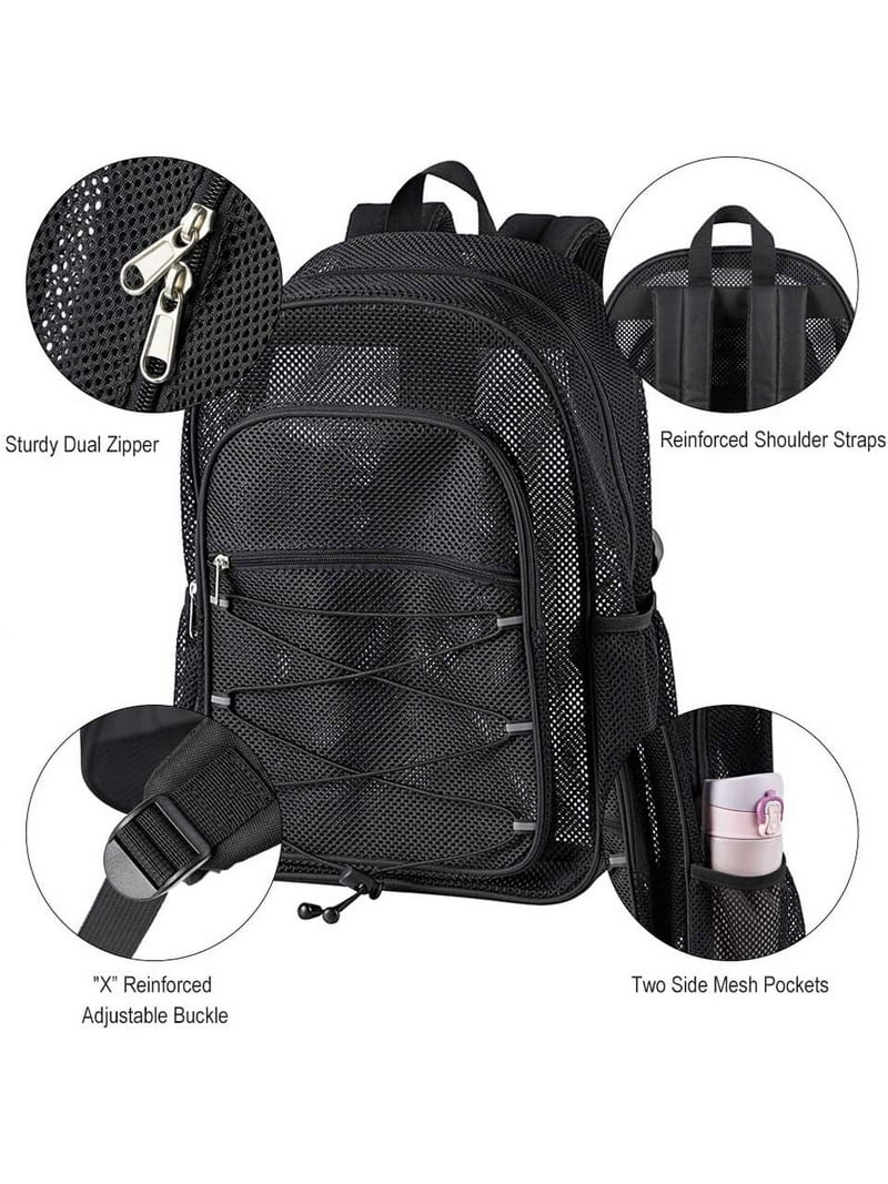 Kiddopark Unisex Transparent Heavy Duty Mesh Backpack, See Through