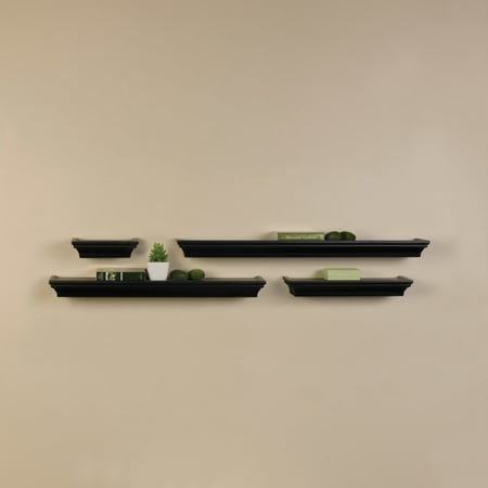Regency Wall Shelf - Melannco Set of 4 Black Wall Shelves in Assorted Sizes