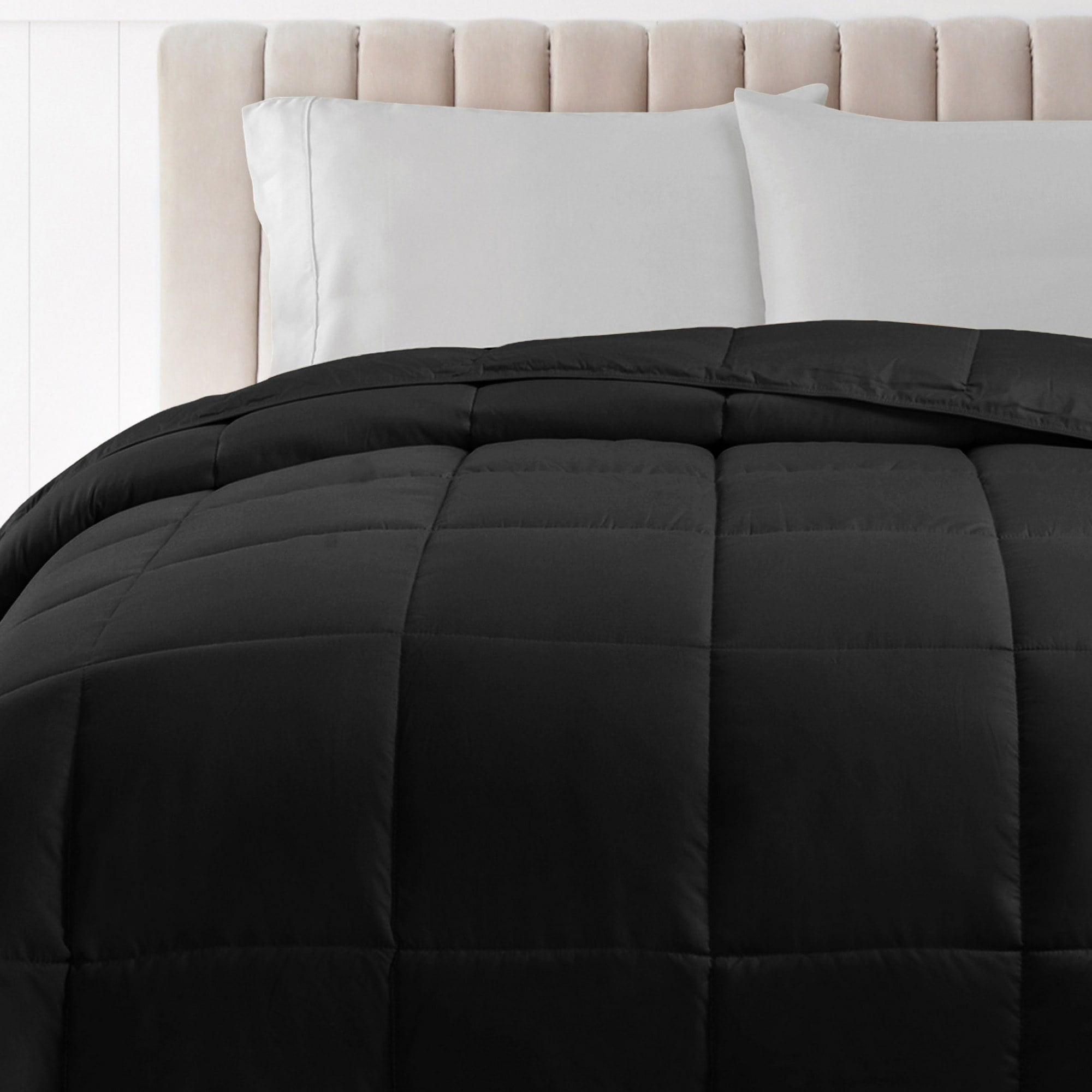 Superior Classic Reversible Comforter, Twin, Black