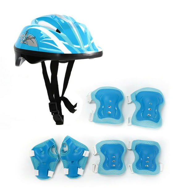 Fiudx Conjunto de 7 Equipos de Protección, Casco Ajustable, Rodilleras, Coderas y Protectores de Manos, Ligero y Transpirable, Seguro para Ciclismo, Skate y Patinaje Sobre Ruedas, para Edades de 5 a