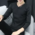 thumbnail image 3 of Suéter de punto de color sólido para hombre, jersey de negocios negro, ropa de hombre blanca lisa, sudadera con cuello en V, cálida, informal, tendencia 2024 XT, 3 of 5
