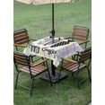 thumbnail image 3 of Outdoor Tablecloth with Umbrella Hole and Zipper, Happy Easter Square Table Cloth 54x54 Inch Waterproof Tablecloth, Black and White Carrots Colorful Plaid Picnic Table Cover for Patio Camping, 3 of 7