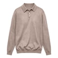 thumbnail image 6 of Long Sleeve Polo Shirt for Men Turn Down Collar Heavyweight Knit Polo Slim Fit Casual Shirts Soft Fabric, 6 of 6