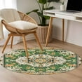 thumbnail image 5 of Green Boho Round Rugs 4ft, Vintage Ethnic Tribe Southwestern Non Slip Washable Rug Runner, Low Pile Indoor Floor Carpet Mat Bathroom Rugs for Living Room, Bedroom, Kids Room, 5 of 9