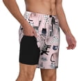 thumbnail image 2 of Sikiie Cat Print Men's Double Layer Swimming Trunks, Adjustable Waistband and Pockets Sports Swimming Trunks, Beach Swimwear-Small, 2 of 6