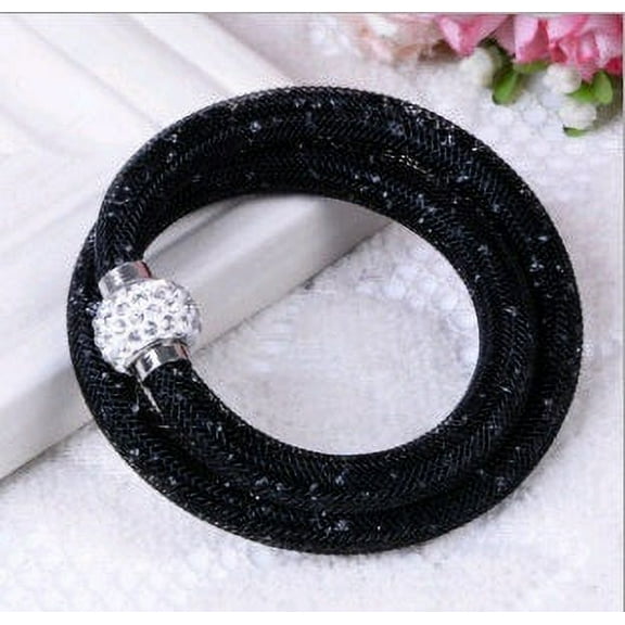 Womens Crystal Mesh Bracelet Sparkling Diamond Cut Alloy Bracelet Elegant Fashionable Jewelry Bracelet for Special